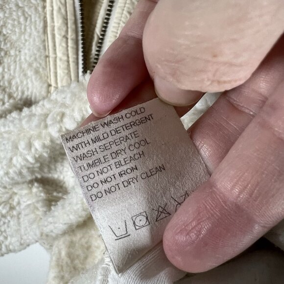 Columbia Womens Sherpa Jacket Fleece Sz XL Ivory Long Sleeve High Neck Polyester - Picture 9 of 12